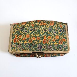 Vintage Floral Makeup Pouch with Mirror